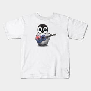 Baby Penguin Playing New Zealand Flag Guitar Kids T-Shirt